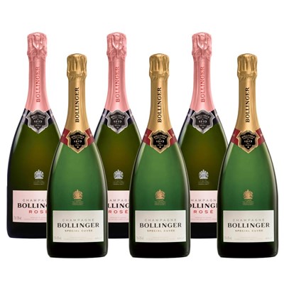 Mixed Case of Bollinger Brut 75cl and Bollinger Rose 75cl (6x75cl)